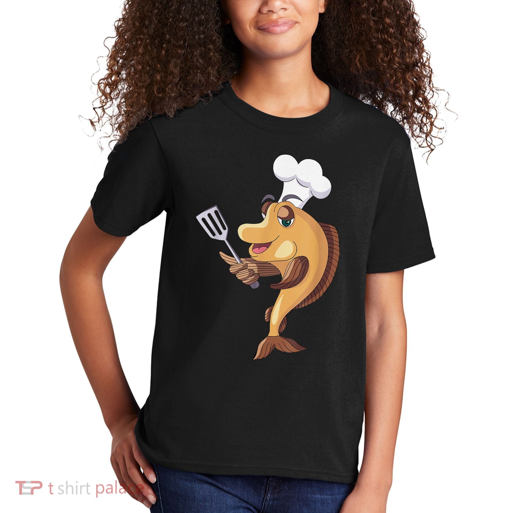 Fish Chef Fishing And Cooking Kids T-Shirt