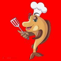 Fish Chef Fishing And Cooking Santa Hat thumb 1