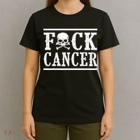 Fuck Cancer Funny Skull And Crossbones Skeleton Breast Cancer T-Shirt thumb 4