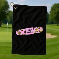 Funny Christian Faith Healer Healing Golf Towel thumb 1