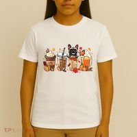 Fall Coffee French Bulldog Halloween Outfit For Fall Season T-Shirt thumb 4