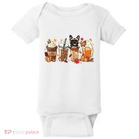 Fall Coffee French Bulldog Halloween Outfit For Fall Season Baby Bodysuit thumb 0