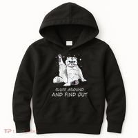 Funny Cat Fluff Around And Find Out Kids Hoodie thumb 0