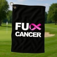Fuck Cancer For Breast Cancer Awareness Golf Towel thumb 1