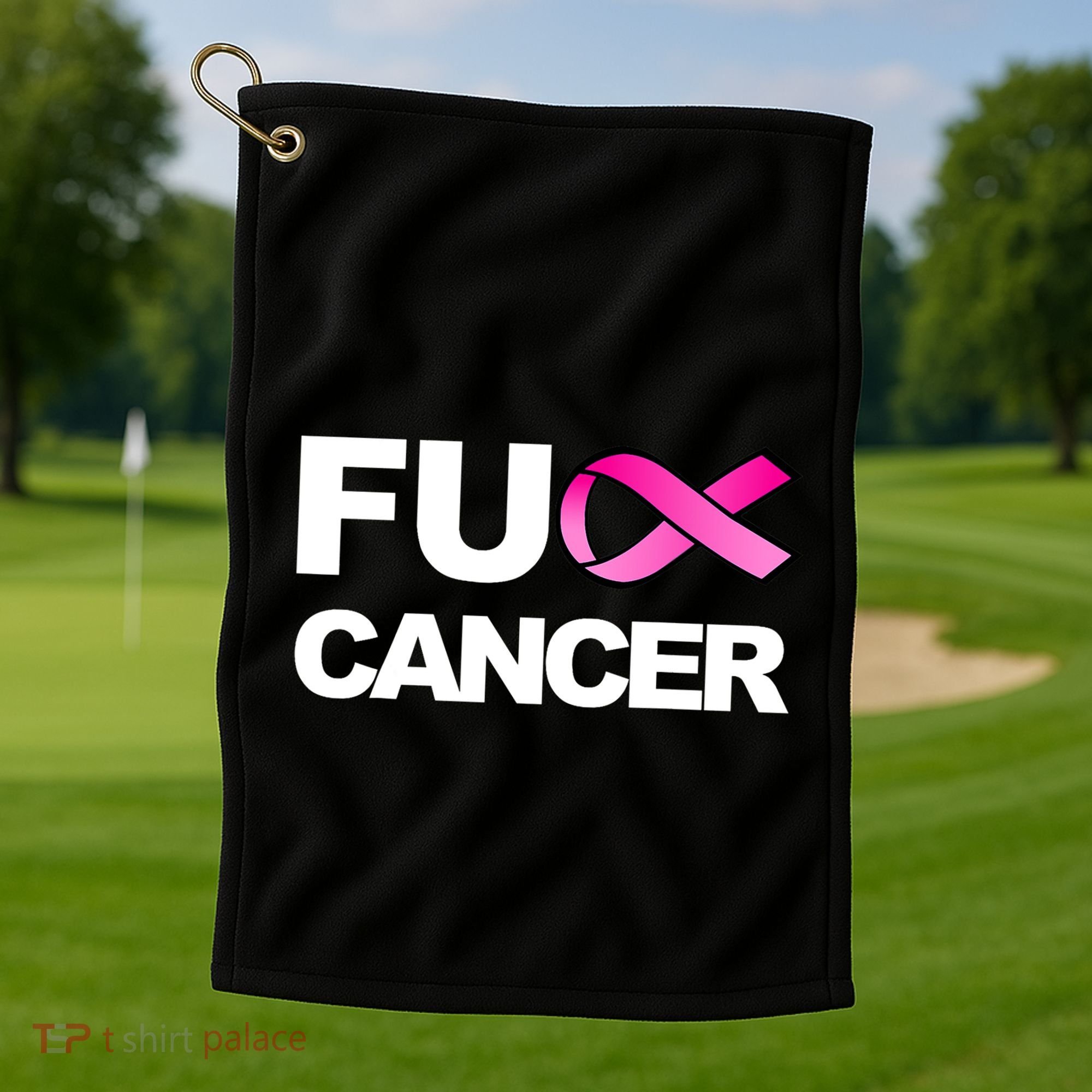 Fuck Cancer For Breast Cancer Awareness Golf Towel