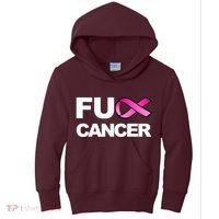 Fuck Cancer For Breast Cancer Awareness Kids Hoodie thumb 0