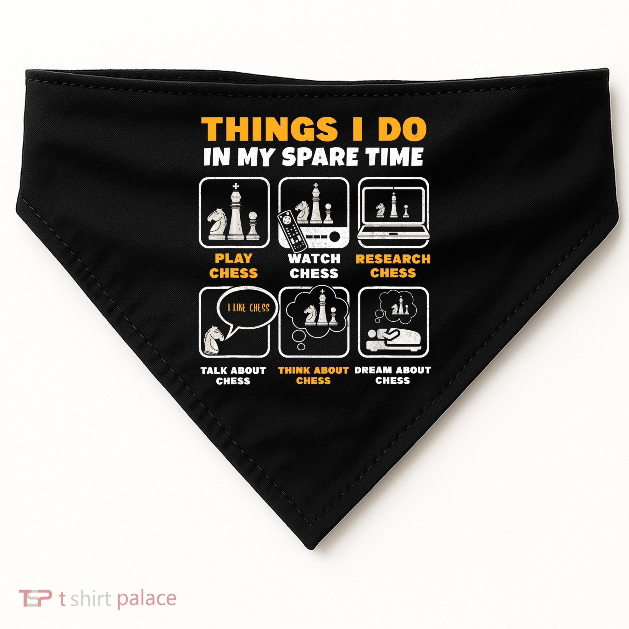 Funny Chess Gift For Players Things I Do In My Spare Time USA-Made Doggie Bandana