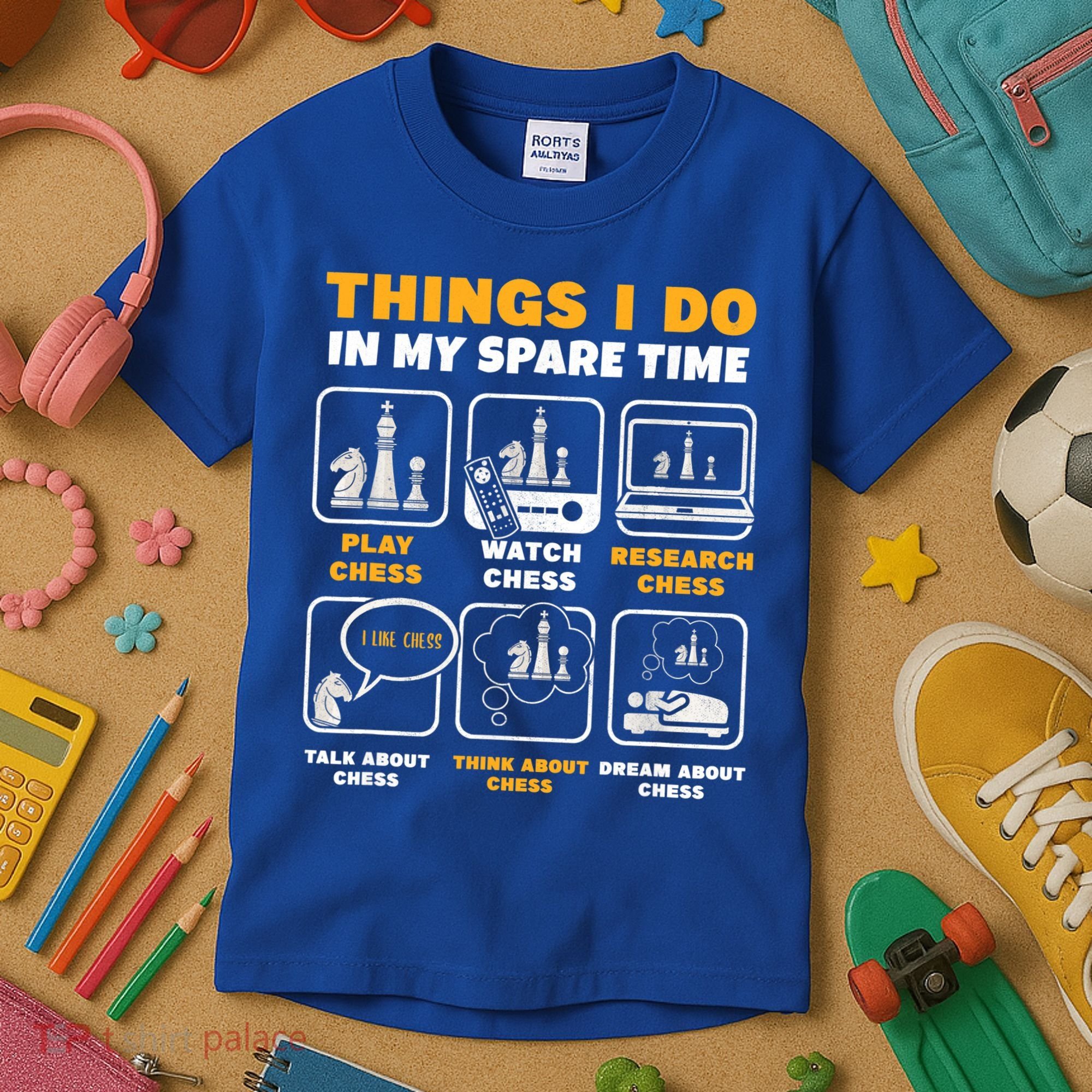 Funny Chess Gift For Players Things I Do In My Spare Time Kids T-Shirt