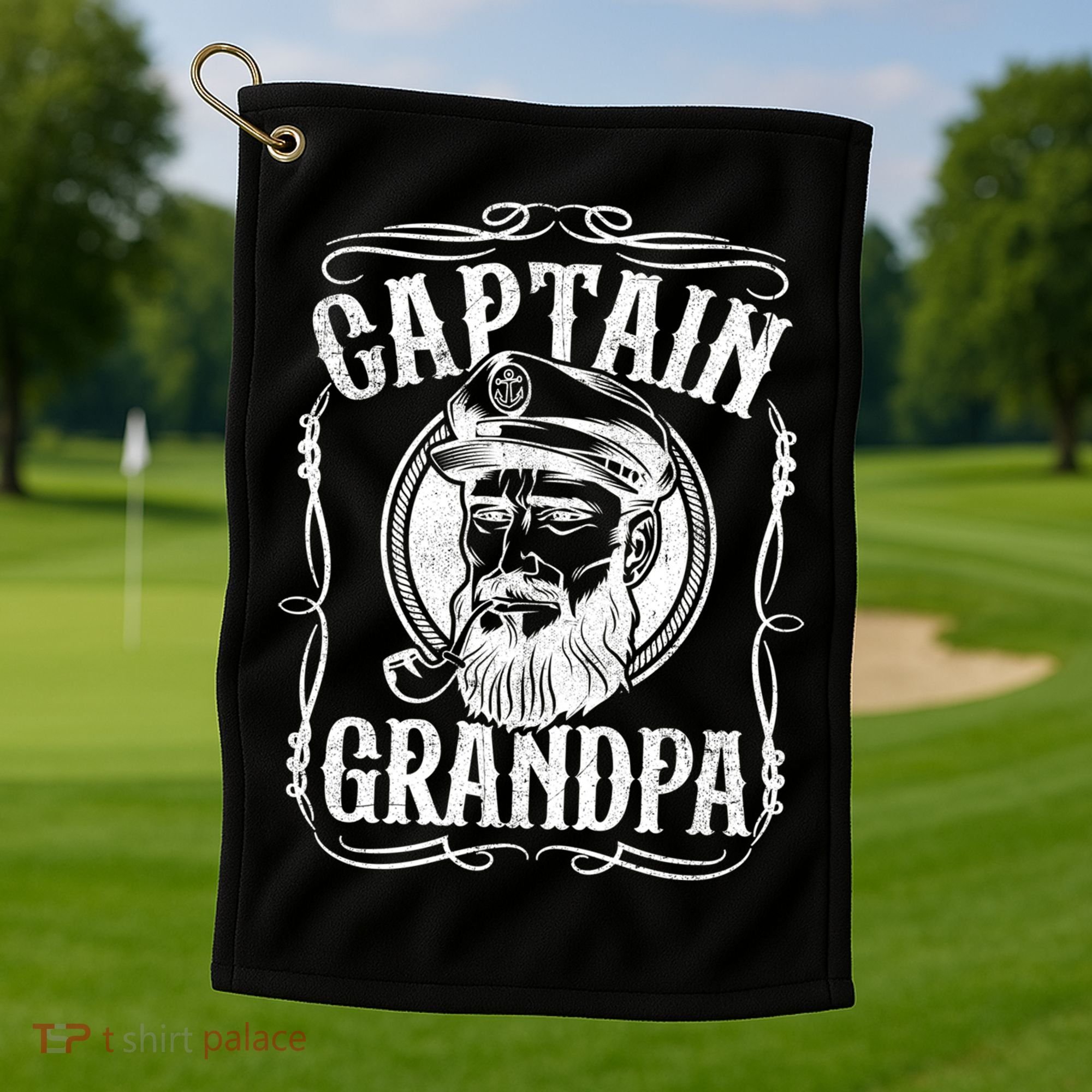 Funny Captain Grandpa Boat Sailing Sailor Fathers Day Gift Cool Gift Golf Towel