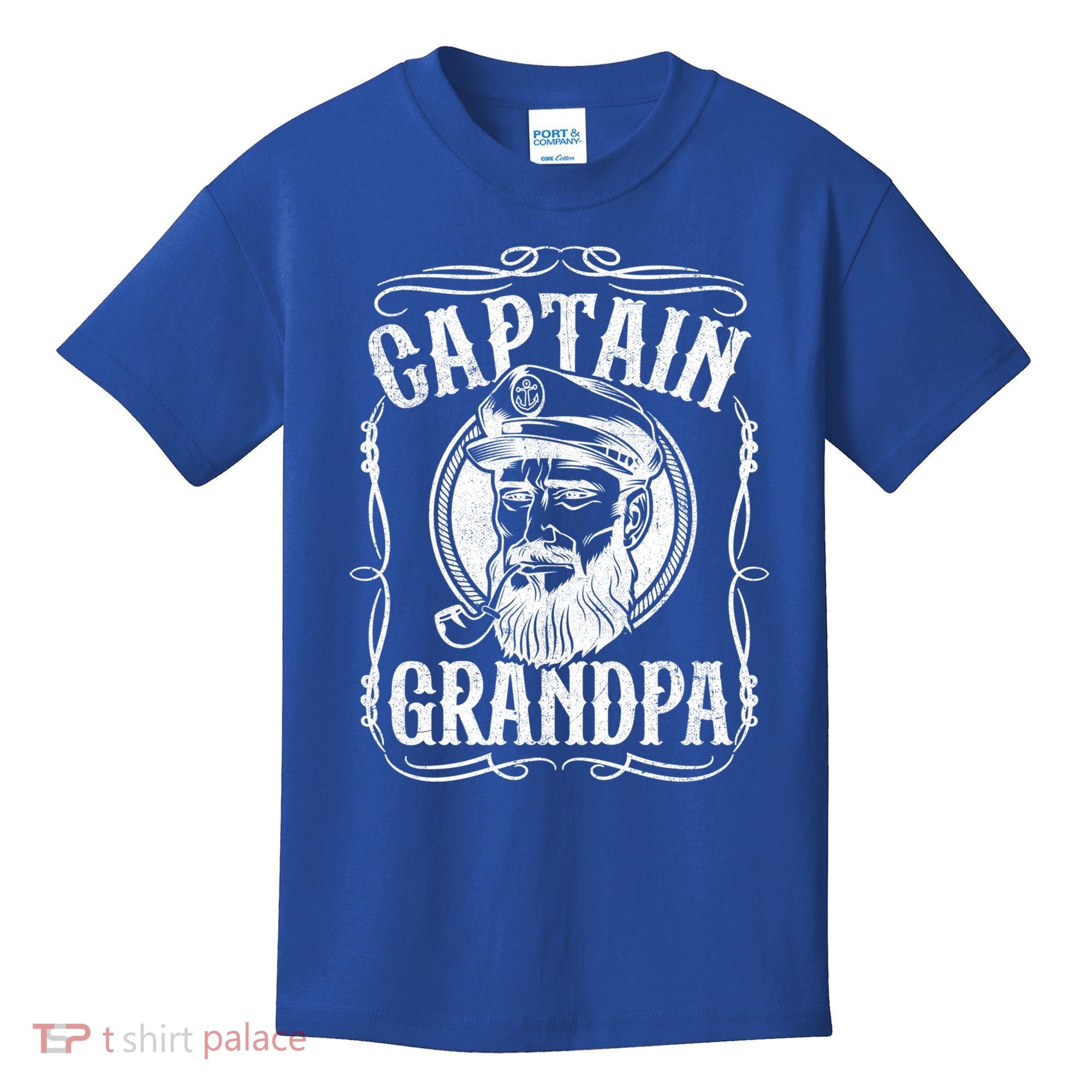 Funny Captain Grandpa Boat Sailing Sailor Fathers Day Gift Cool Gift Kids T-Shirt