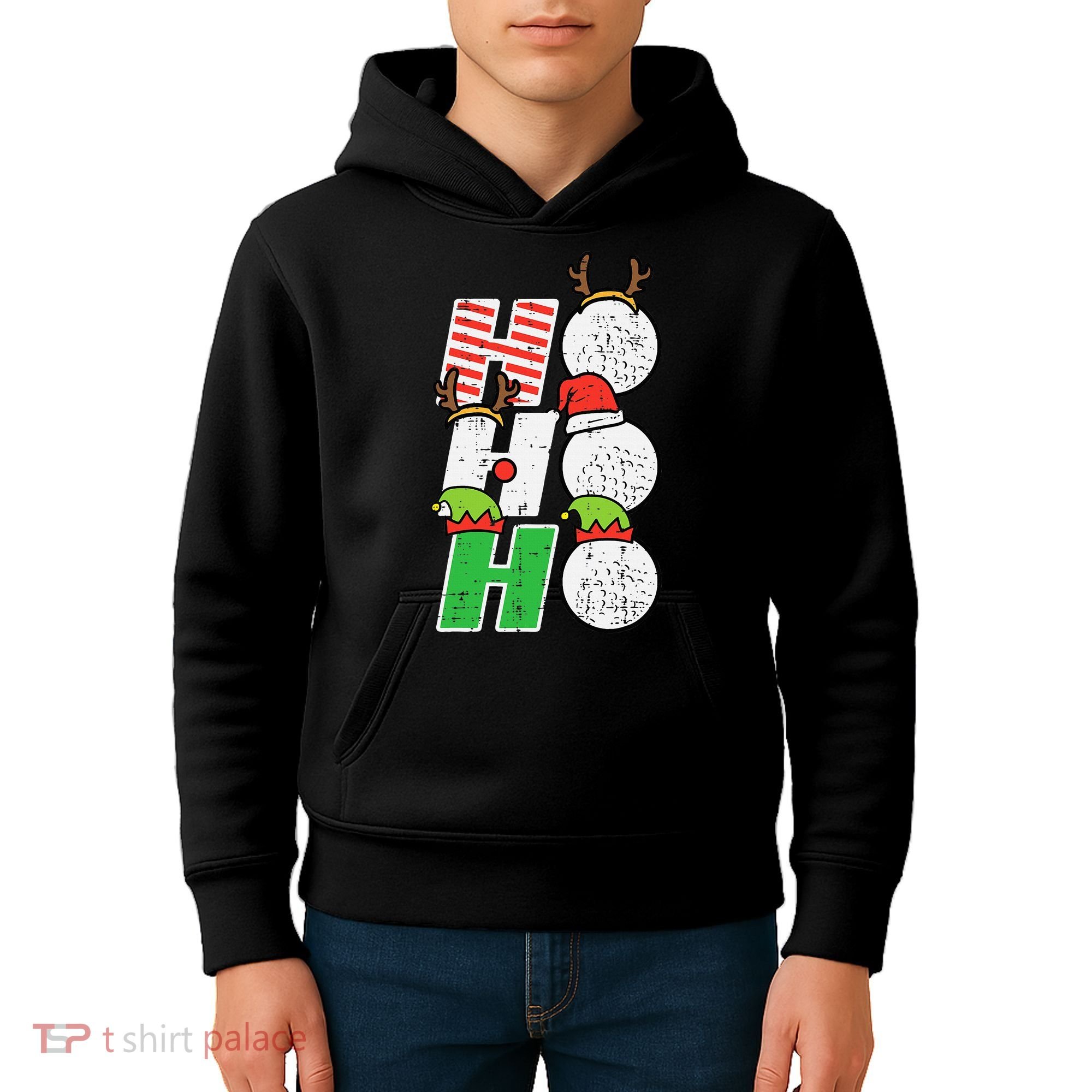 Funny Christmas Golfing Sports Golfer Gift Kids Hoodie