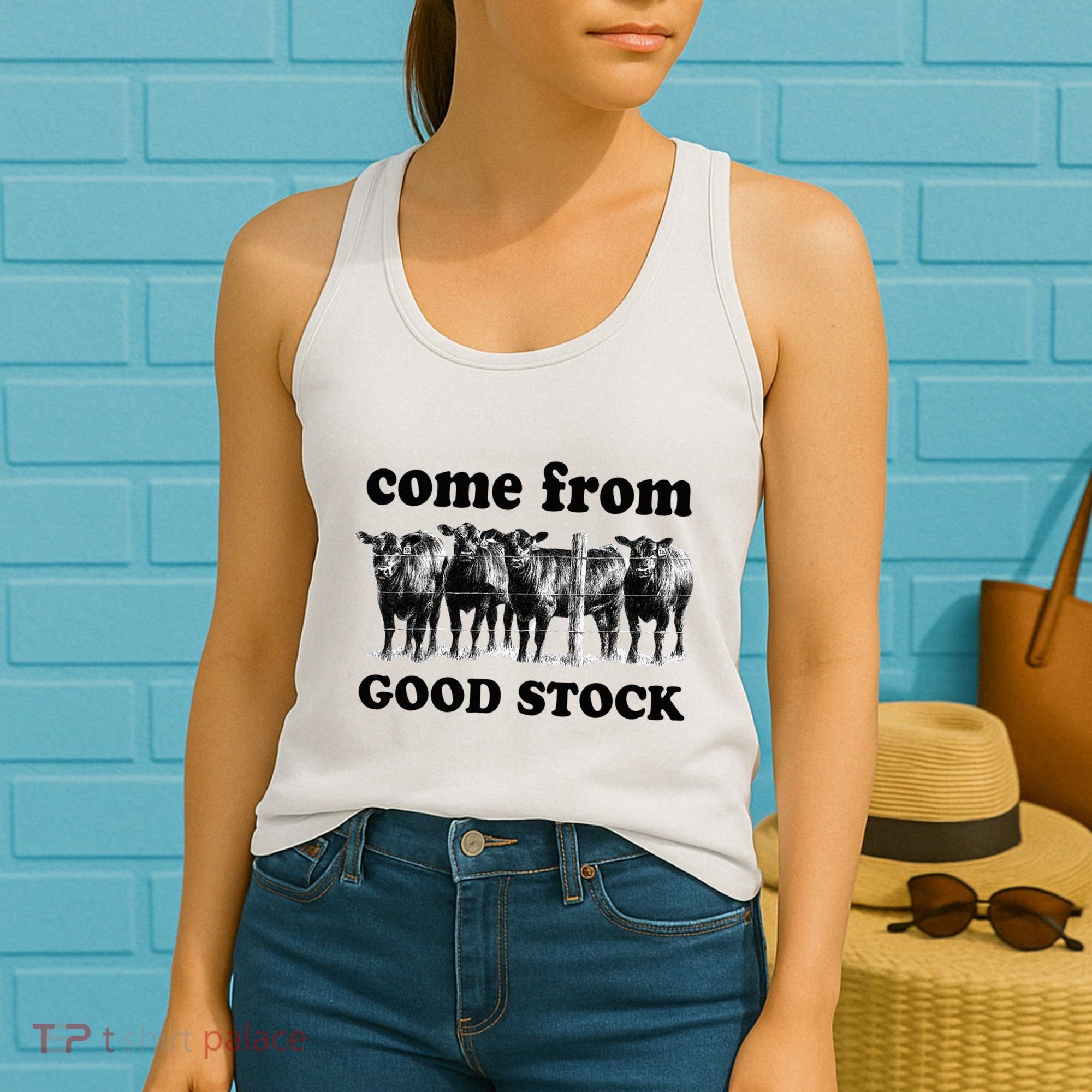 Funny Cow Gang I Come From Good Stock Farm Animals Cattles Women's Tank Top