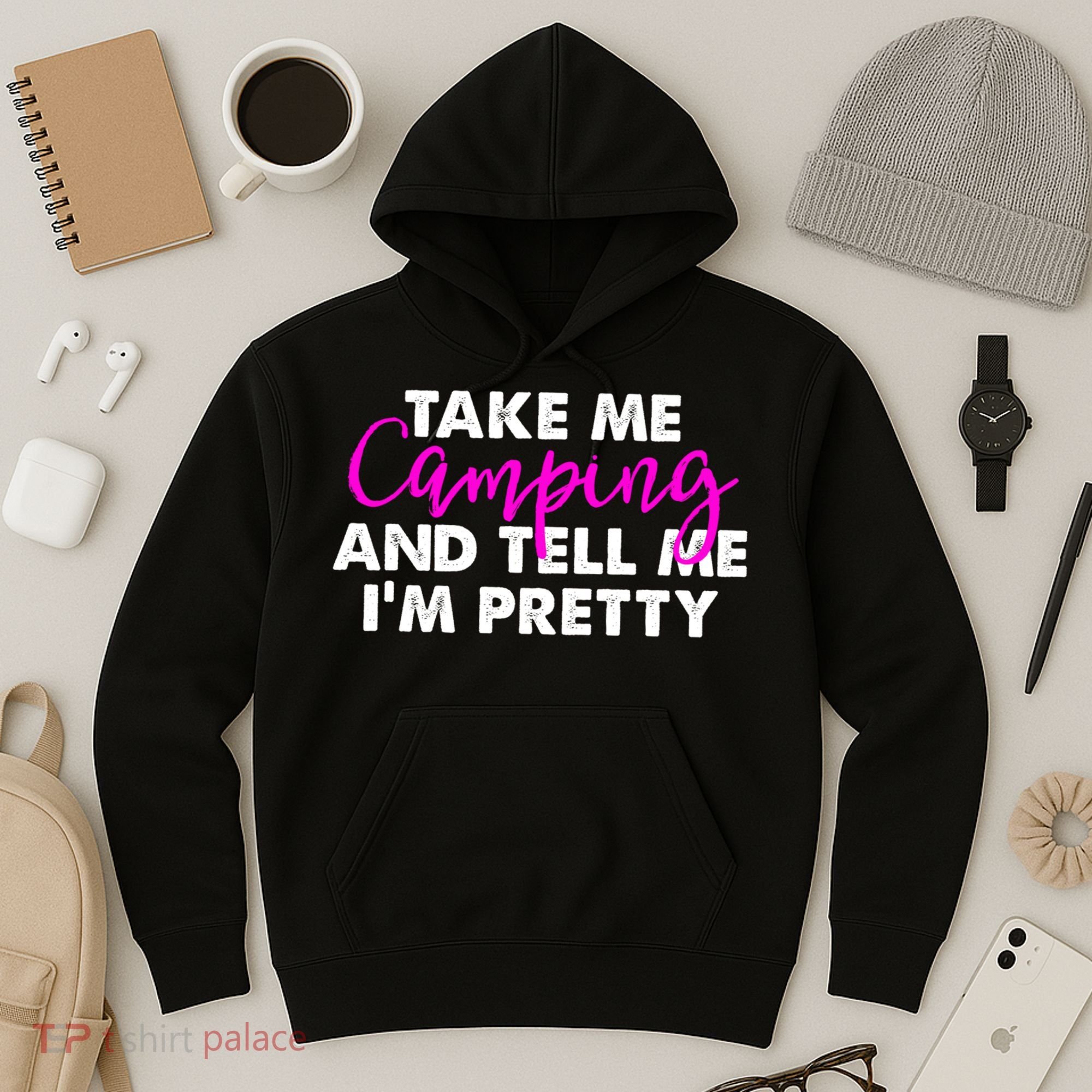 Funny Camping Gift Women Sarcastic Pink Hiking Gift Hoodie