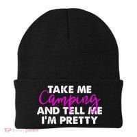 Funny Camping Gift Women Sarcastic Pink Hiking Gift Beanie thumb 0