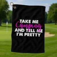 Funny Camping Gift Women Sarcastic Pink Hiking Gift Golf Towel thumb 1