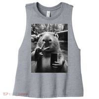 Funny Capybara Gifts Cool Capybara Selfie Women's Racerback Cropped Tank thumb 0