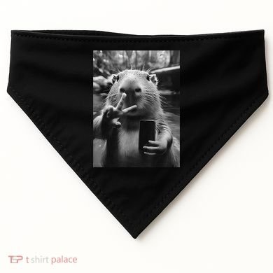 Funny Capybara Gifts Cool Capybara Selfie USA-Made Doggie Bandana