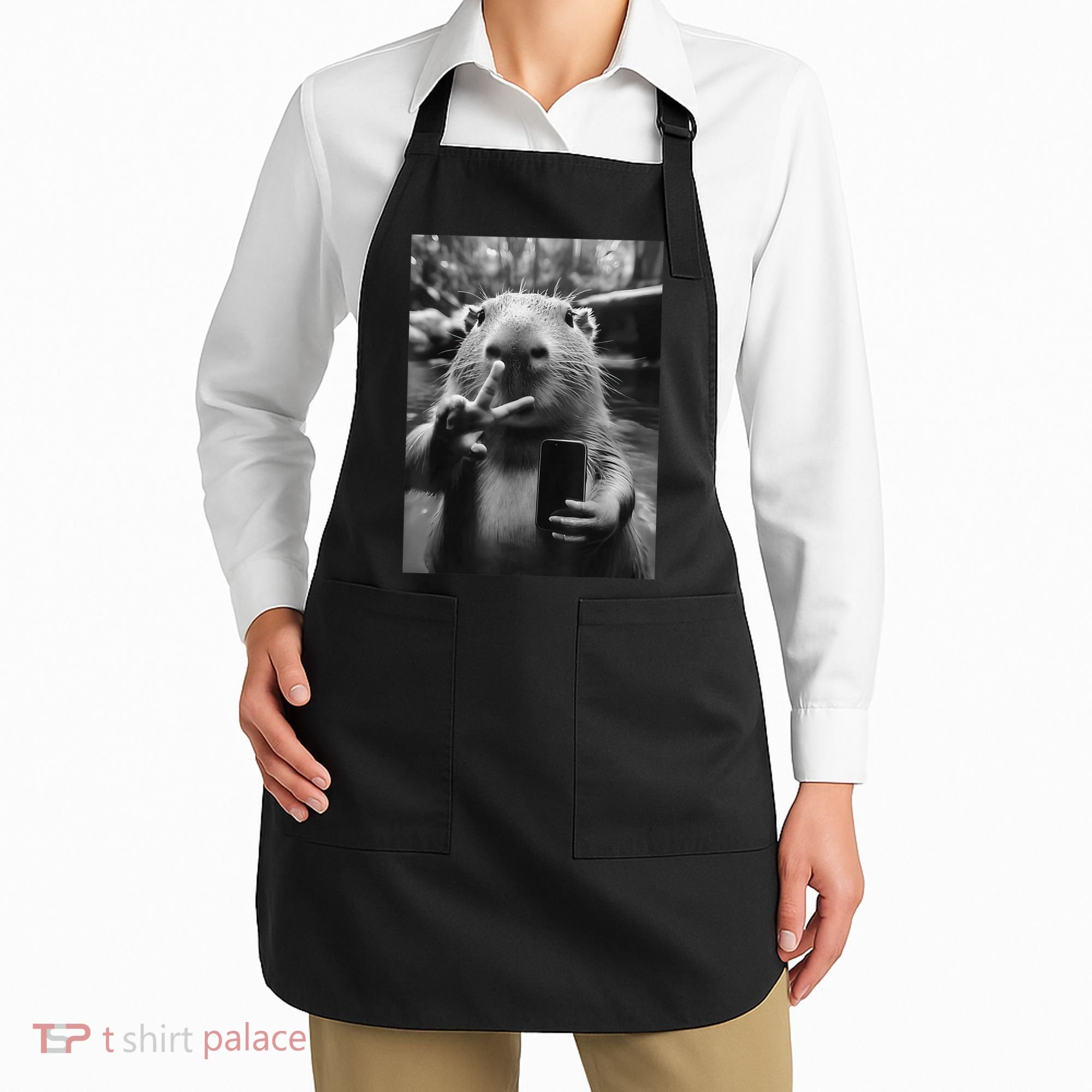 Funny Capybara Gifts Cool Capybara Selfie Apron