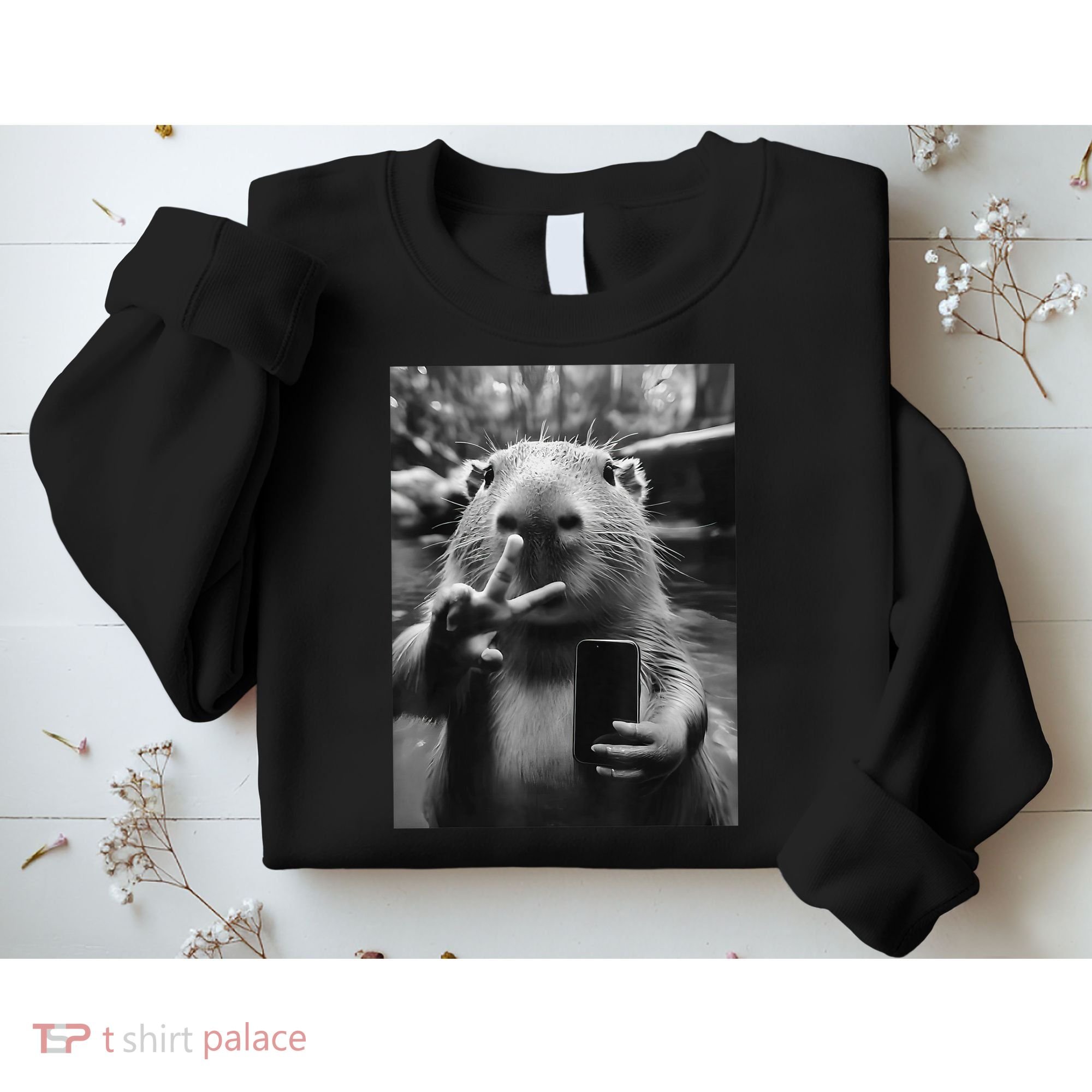 Funny Capybara Gifts Cool Capybara Selfie Sweatshirt