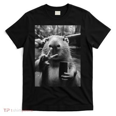 Funny Capybara Gifts Cool Capybara Selfie T-Shirt