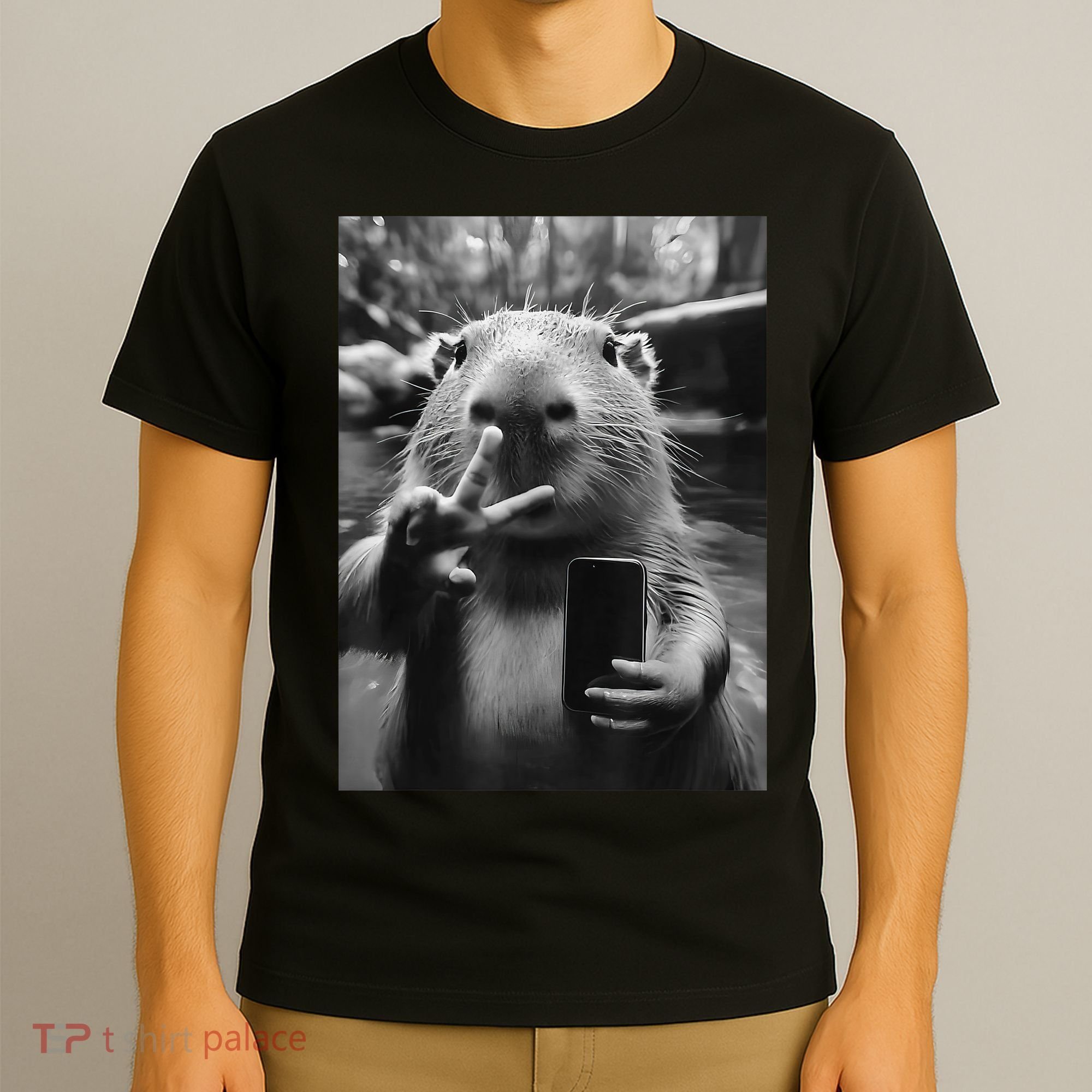 Funny Capybara Gifts Cool Capybara Selfie T-Shirt