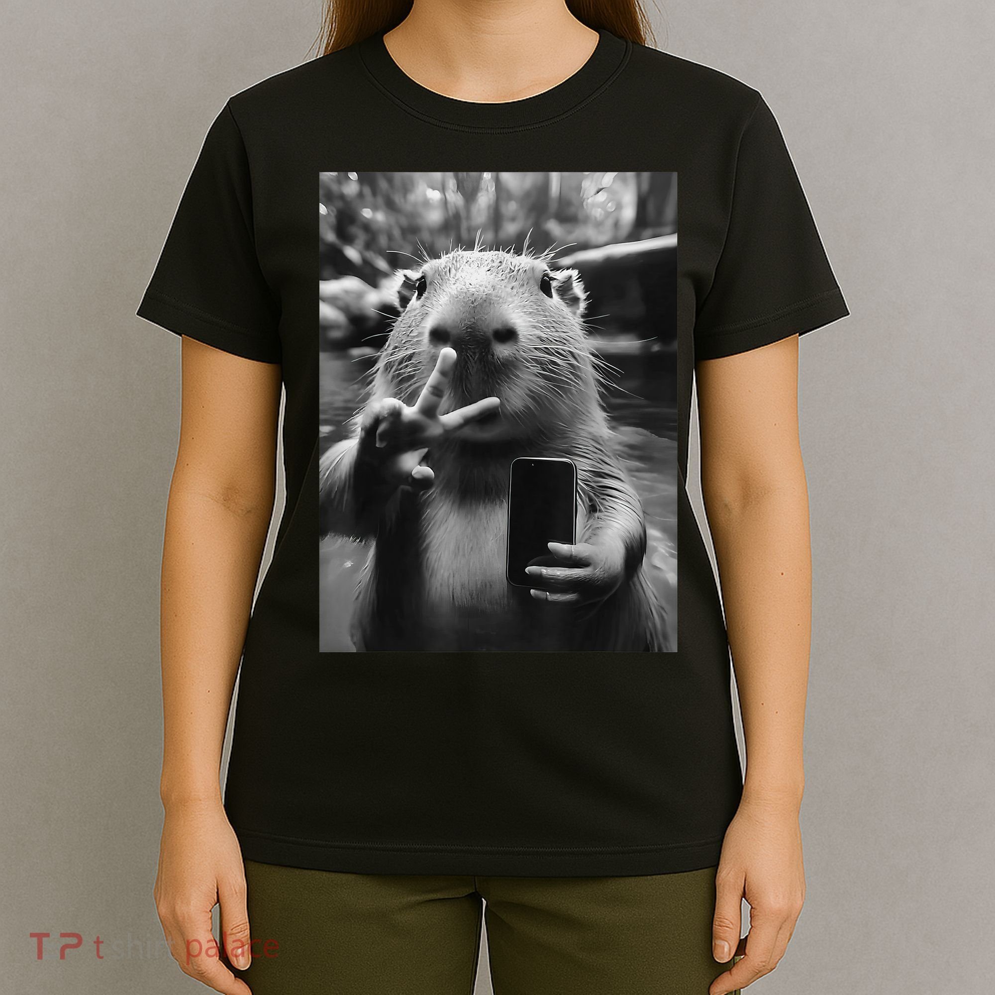 Funny Capybara Gifts Cool Capybara Selfie T-Shirt