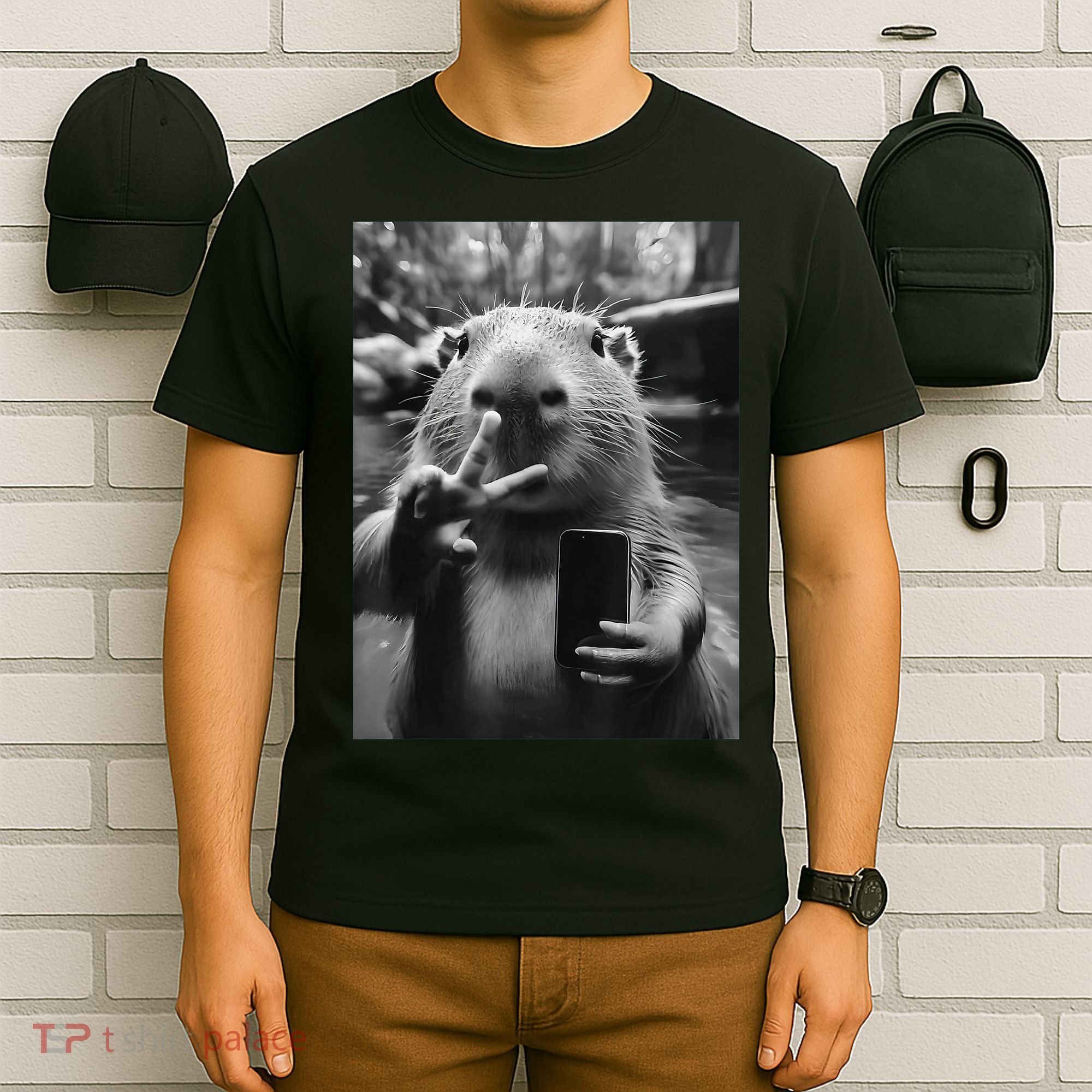 Funny Capybara Gifts Cool Capybara Selfie T-Shirt