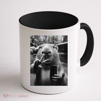 Funny Capybara Gifts Cool Capybara Selfie Coffee Mug thumb 1