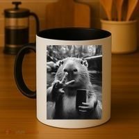 Funny Capybara Gifts Cool Capybara Selfie Coffee Mug thumb 4