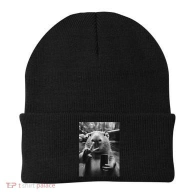 Funny Capybara Gifts Cool Capybara Selfie Beanie