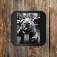 Funny Capybara Gifts Cool Capybara Selfie Coaster thumb 0