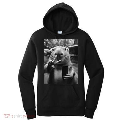 Funny Capybara Gifts Cool Capybara Selfie Women's Hoodie