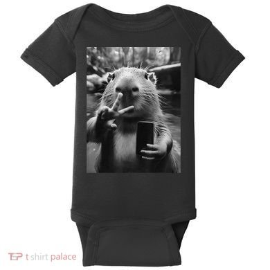 Funny Capybara Gifts Cool Capybara Selfie Baby Bodysuit
