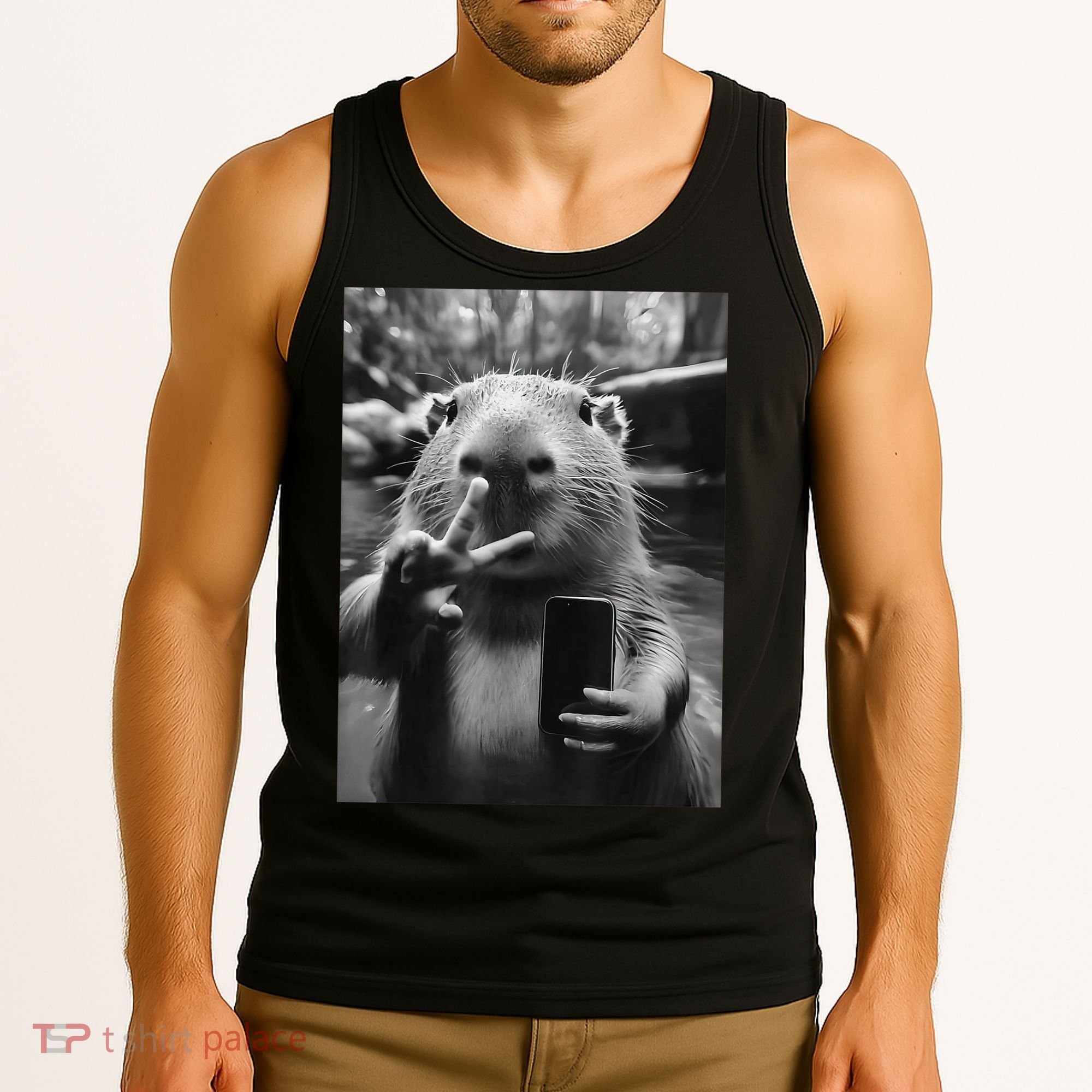 Funny Capybara Gifts Cool Capybara Selfie Tank Top