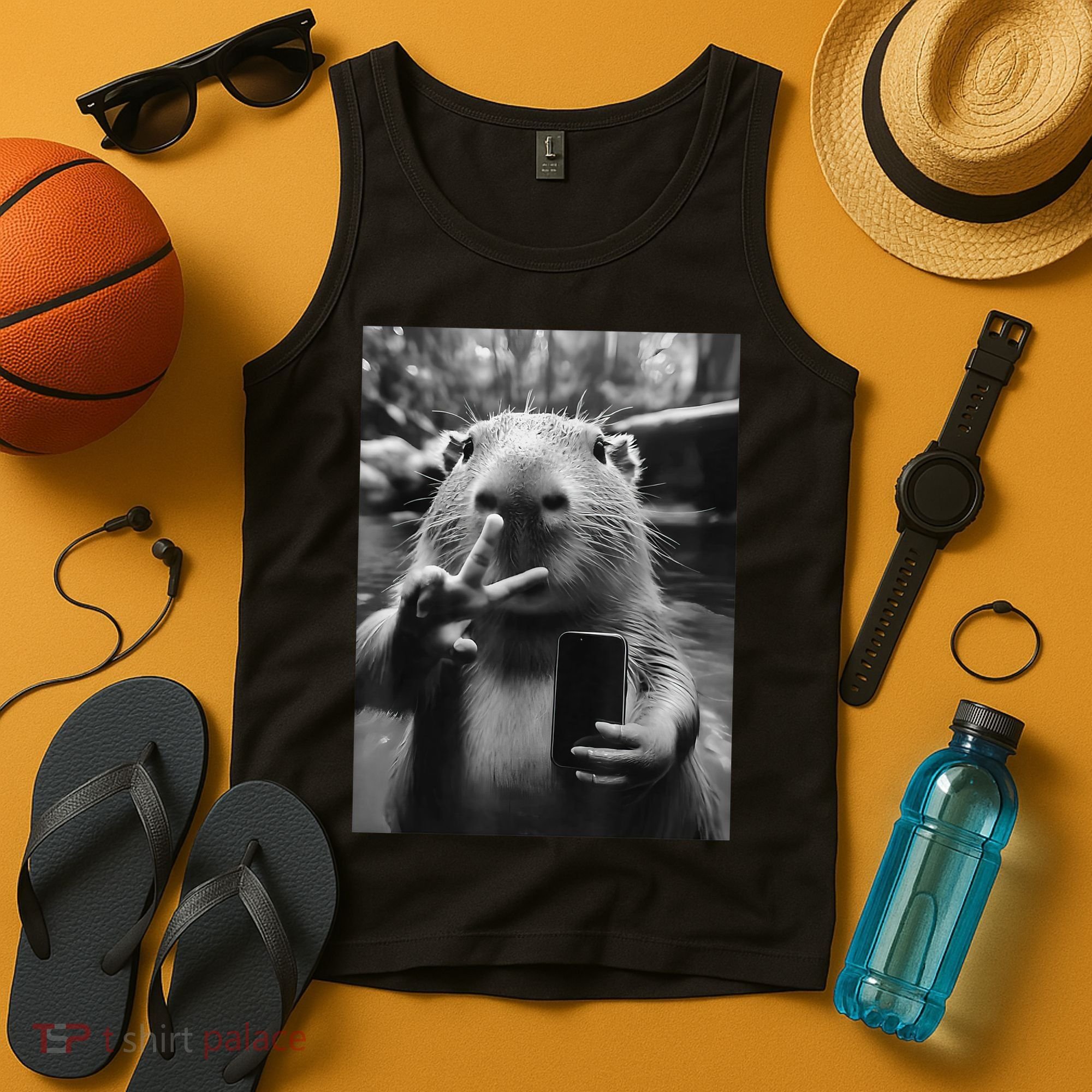 Funny Capybara Gifts Cool Capybara Selfie Tank Top