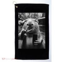 Funny Capybara Gifts Cool Capybara Selfie Golf Towel thumb 0