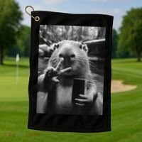 Funny Capybara Gifts Cool Capybara Selfie Golf Towel thumb 1