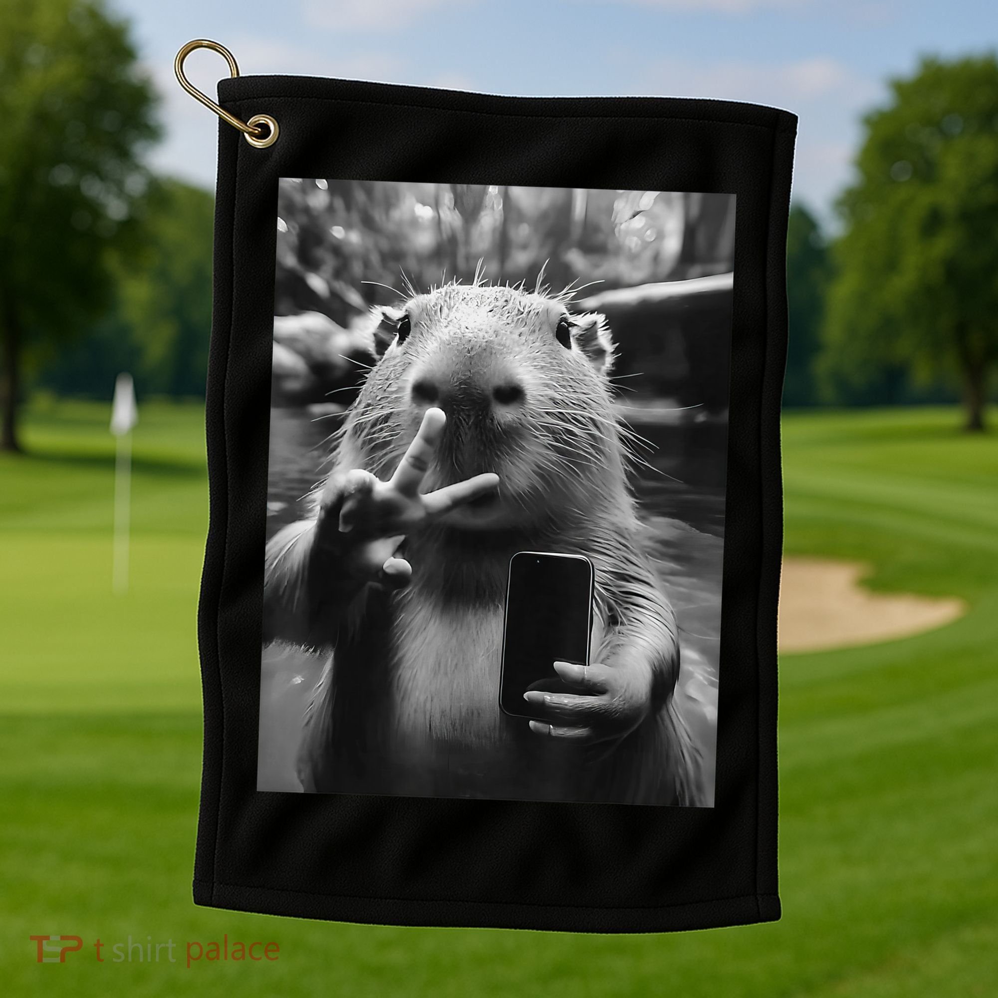 Funny Capybara Gifts Cool Capybara Selfie Golf Towel