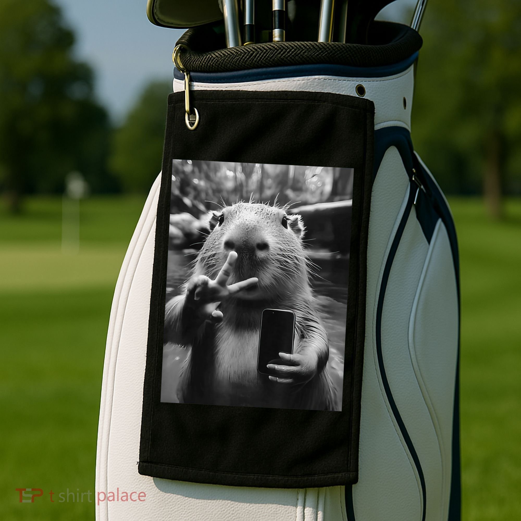 Funny Capybara Gifts Cool Capybara Selfie Golf Towel