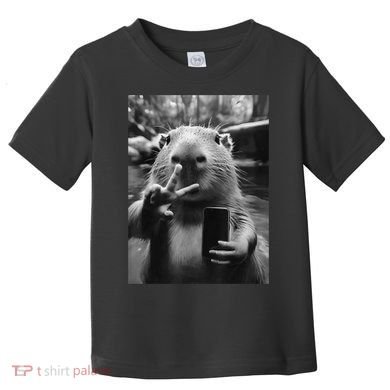 Funny Capybara Gifts Cool Capybara Selfie Toddler T-Shirt