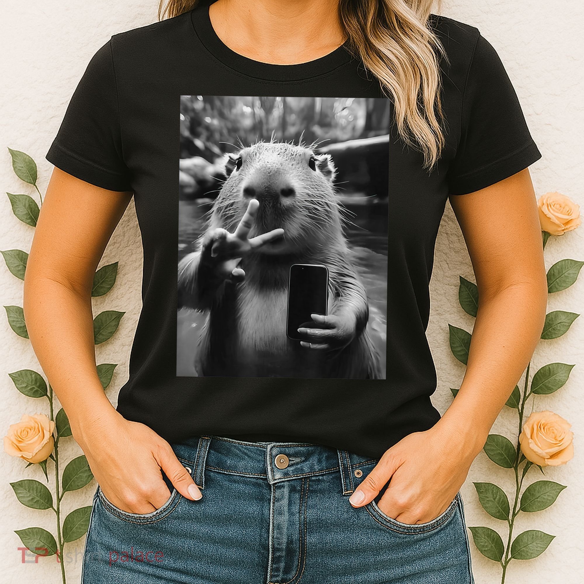 Funny Capybara Gifts Cool Capybara Selfie Women's T-Shirt