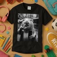 Funny Capybara Gifts Cool Capybara Selfie Kids T-Shirt thumb 3
