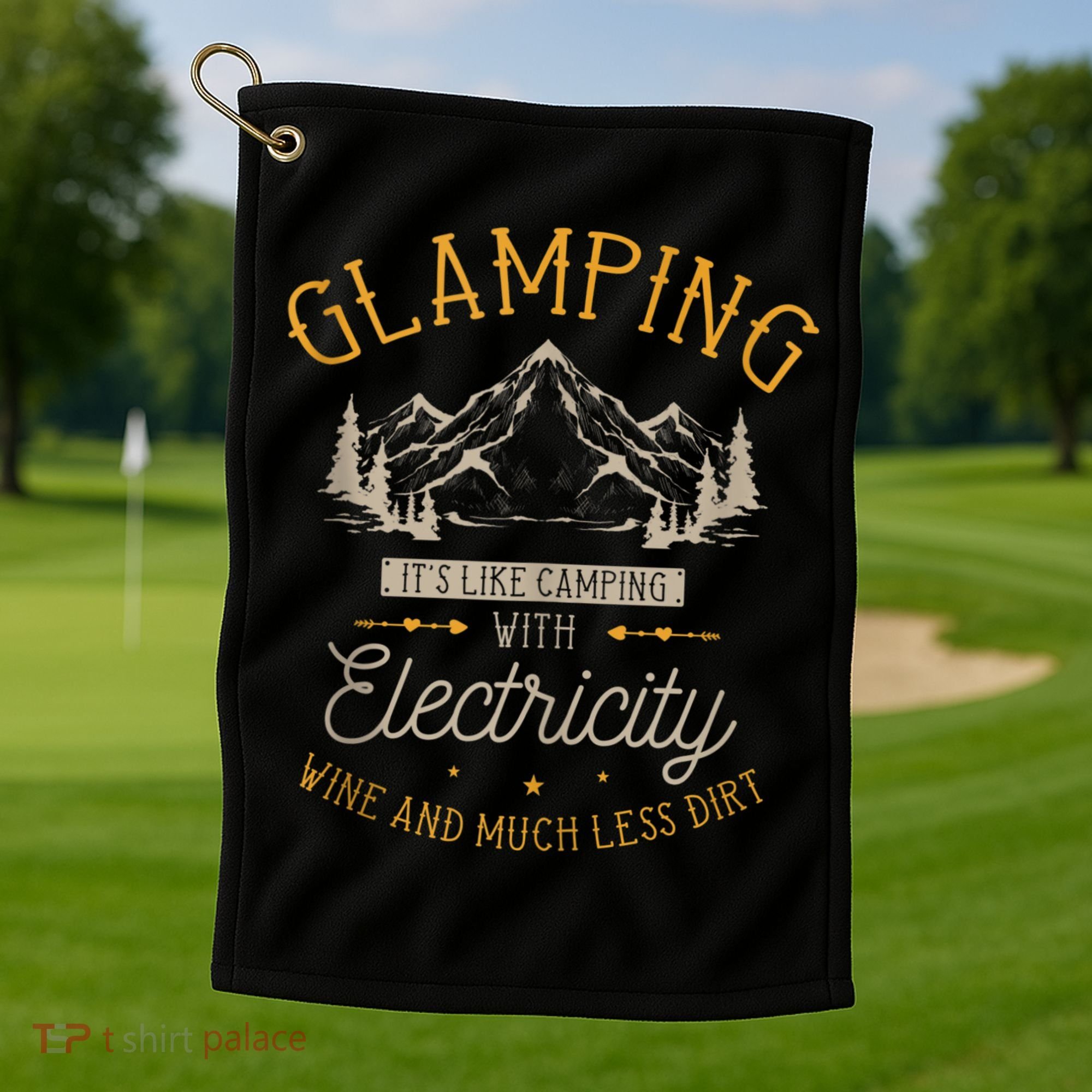 Funny Camper Glamping Nature Drinking Golf Towel