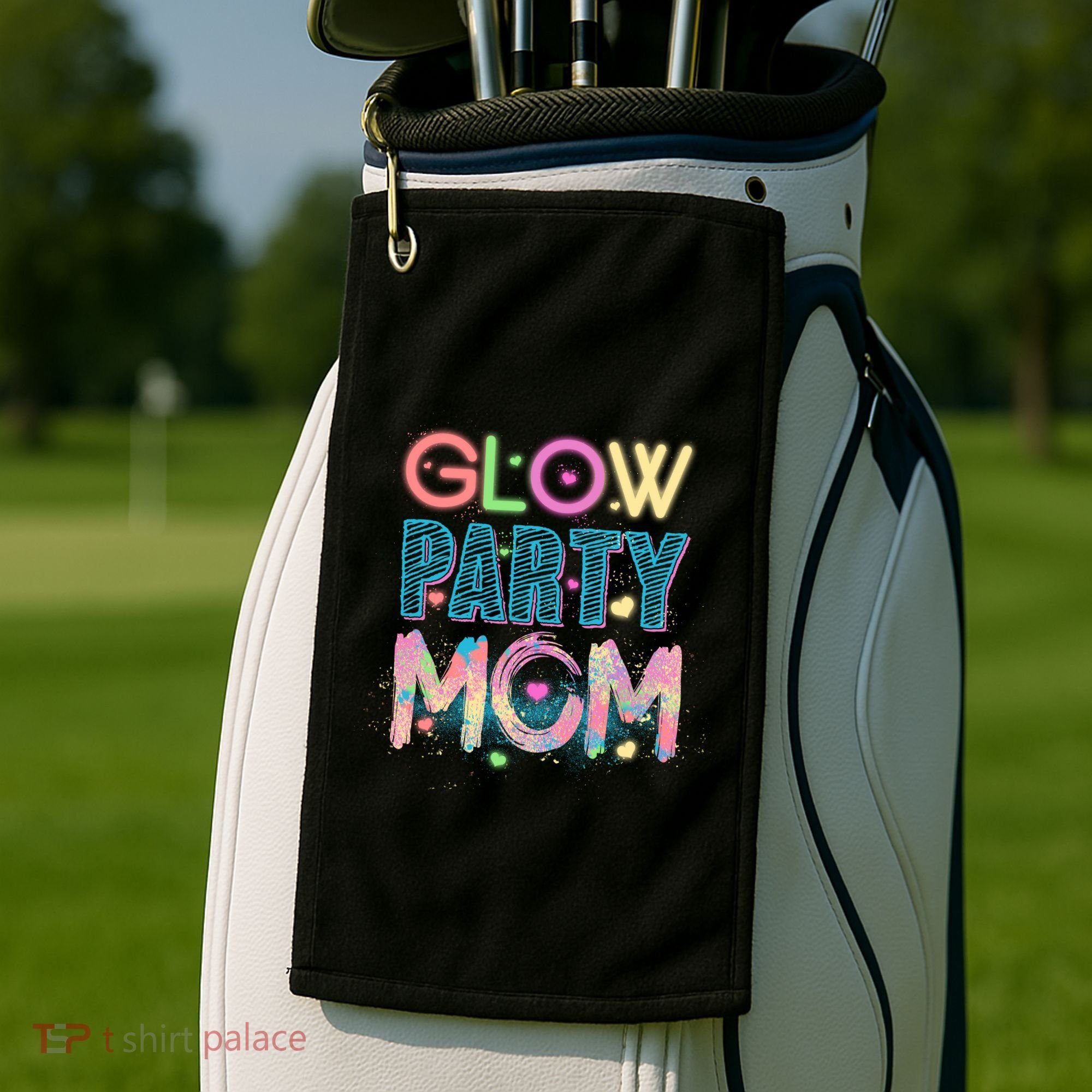 Funny Cute Glow Party Mom Golf Towel