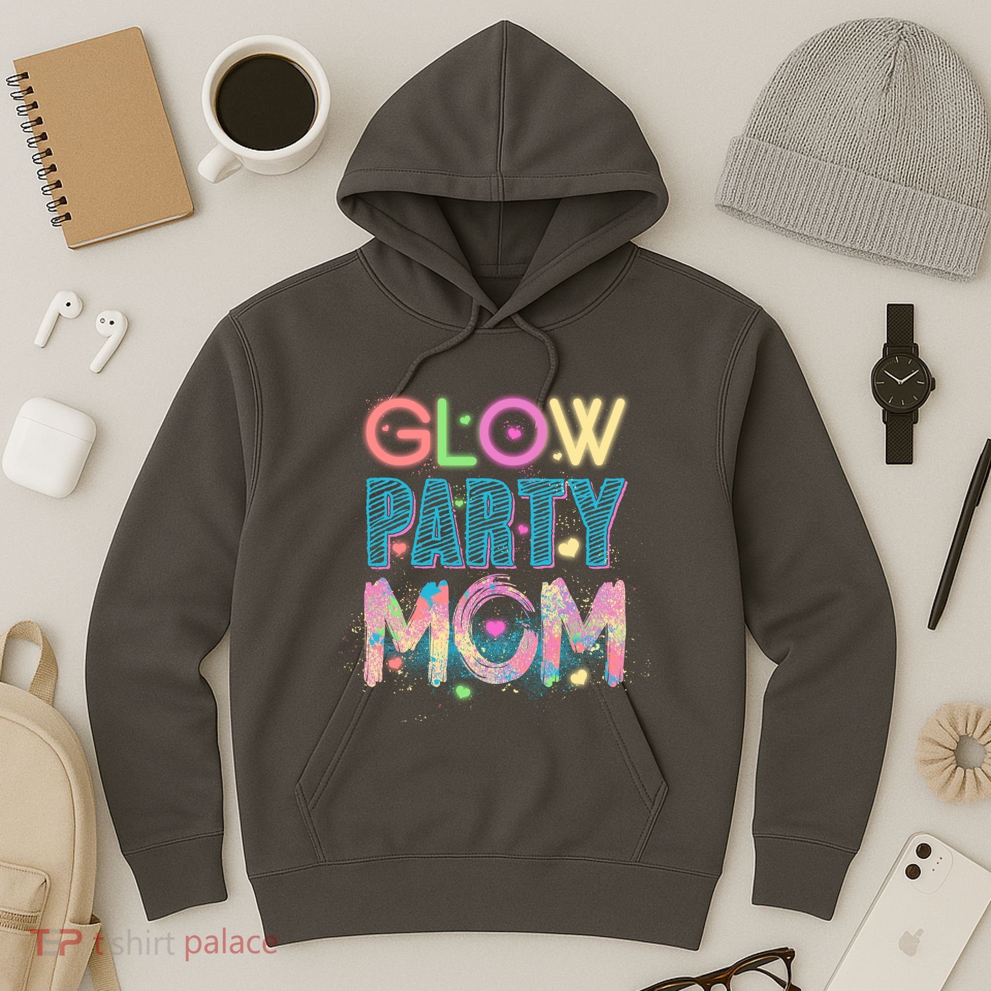 Funny Cute Glow Party Mom Hoodie
