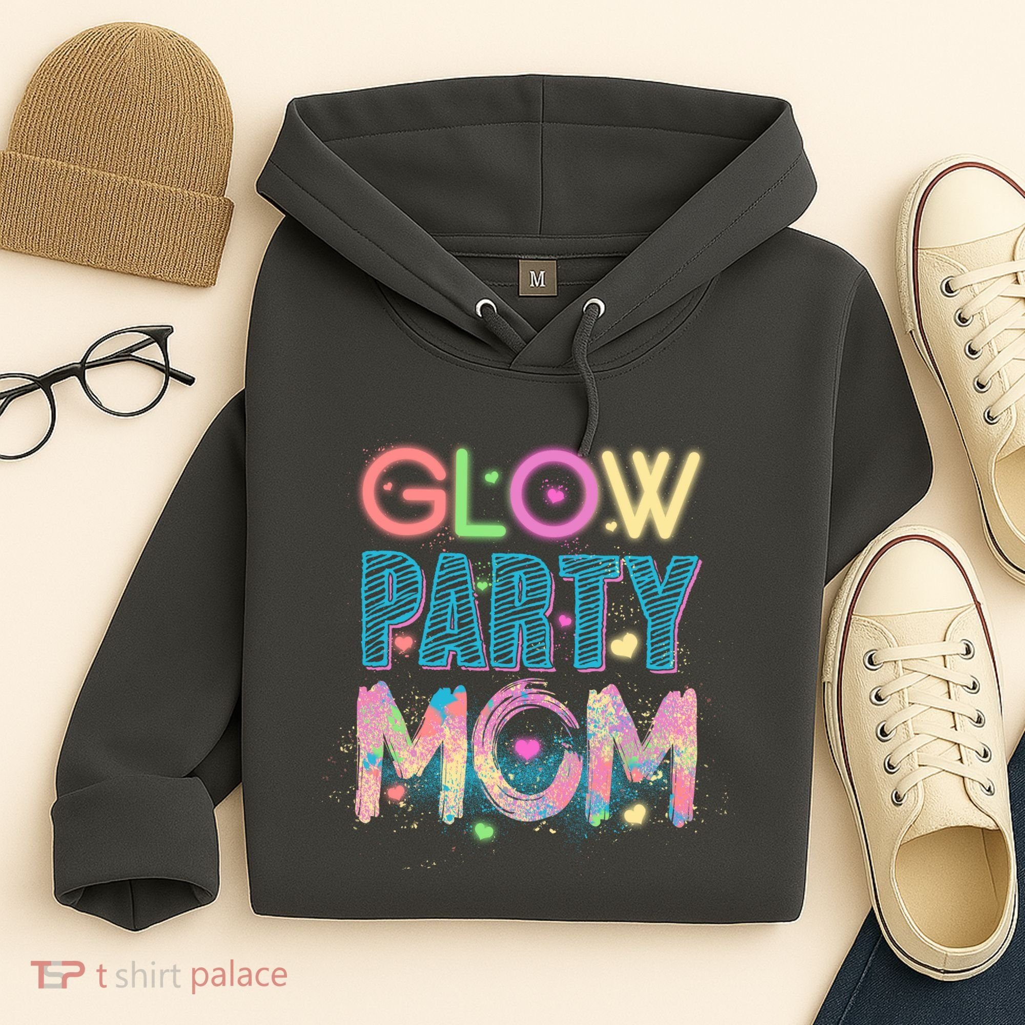 Funny Cute Glow Party Mom Hoodie