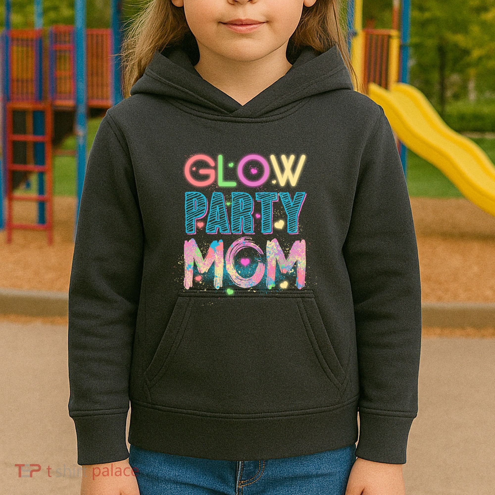 Funny Cute Glow Party Mom Kids Hoodie