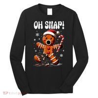 Funny Christmas Gingerbread Man Oh Snap Outfit Pajama Long Sleeve Shirt thumb 0