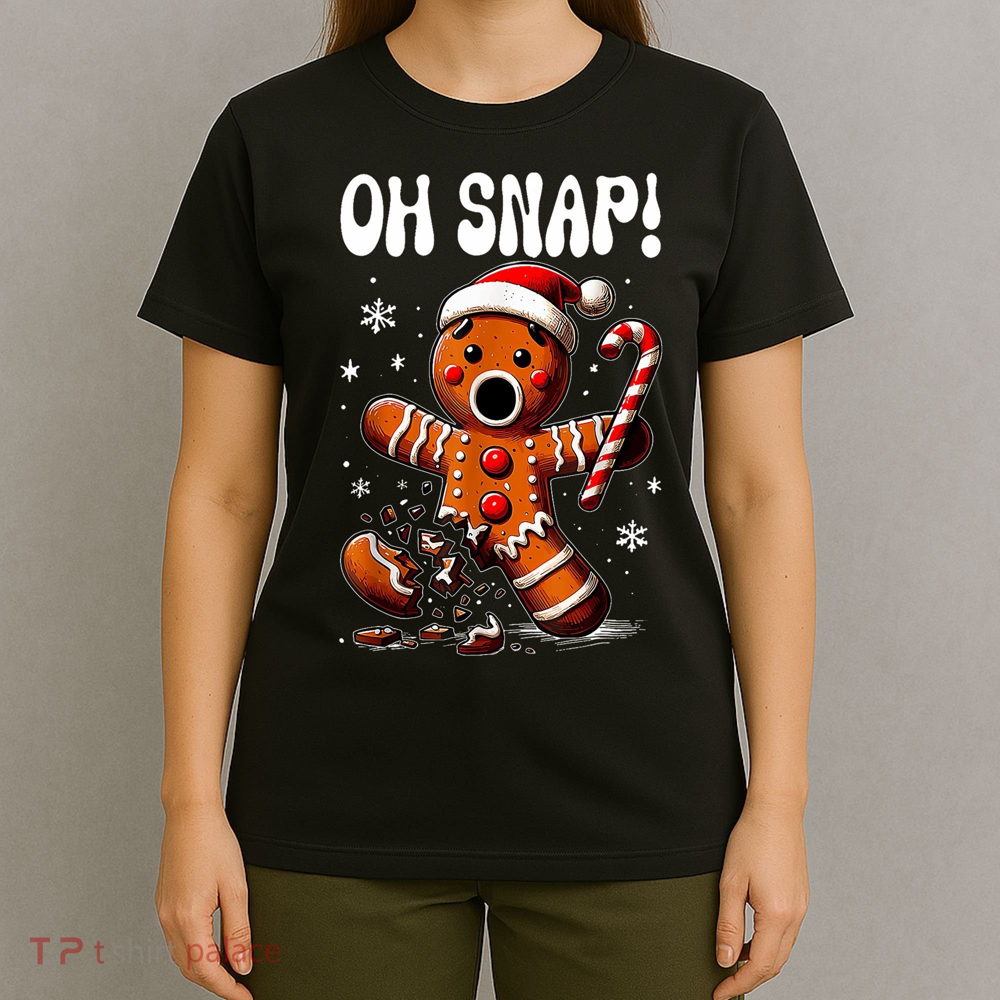 Funny Christmas Gingerbread Man Oh Snap Outfit Pajama T-Shirt