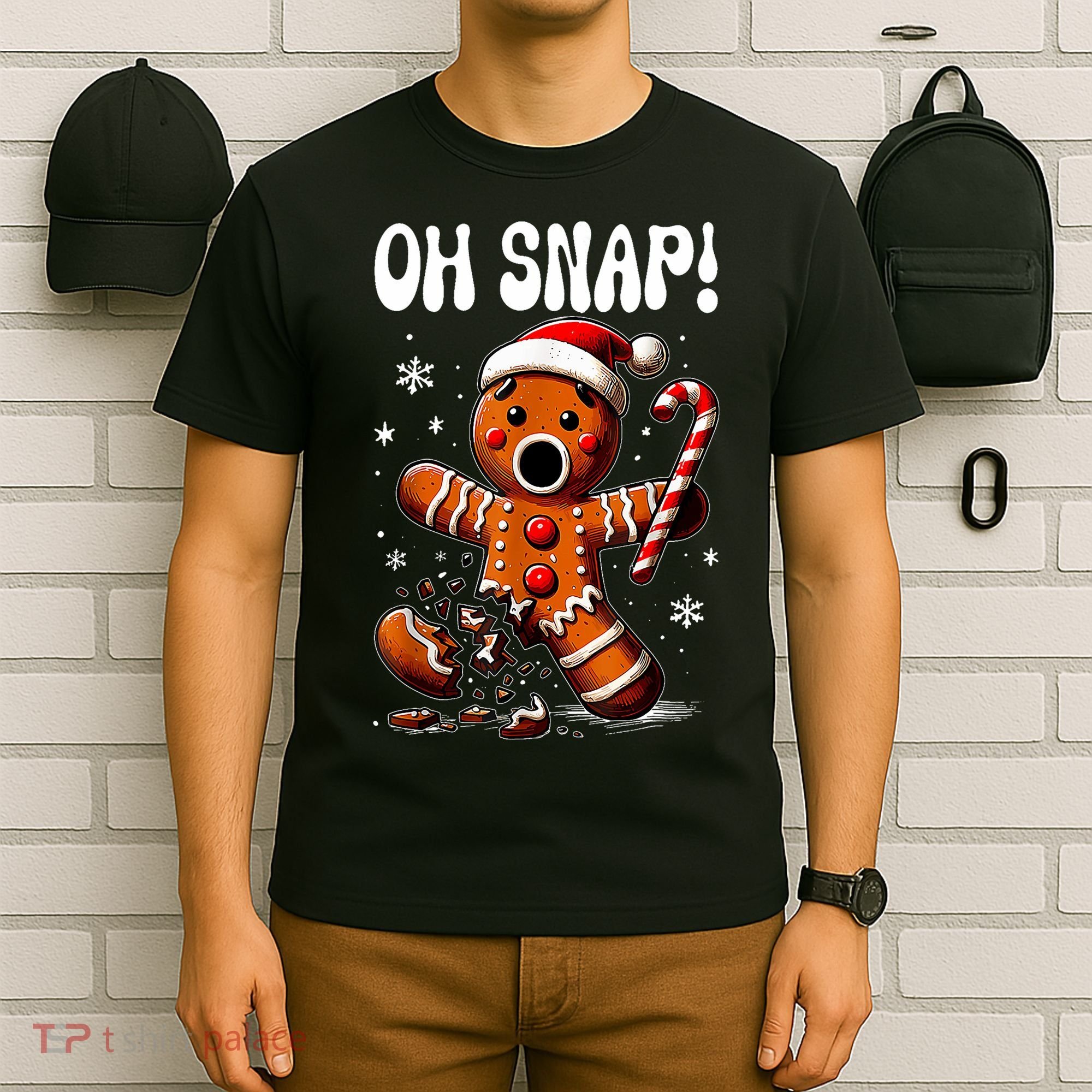 Funny Christmas Gingerbread Man Oh Snap Outfit Pajama T-Shirt